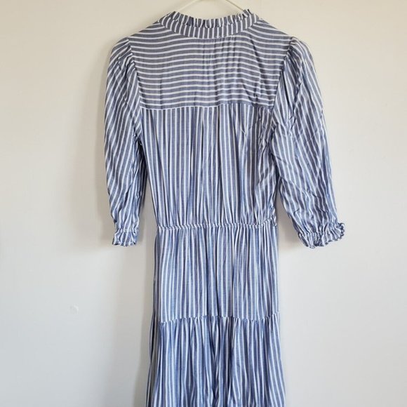 XS Blue Striped Bohemian Nautical Monteau Los Angeles Dress - Picture 3 of 7